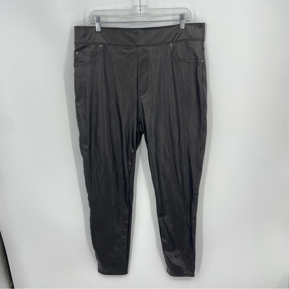 SPANX Leather-Like Ankle Skinny Pant / Legging‎ NOIR BLACK womens 1X 20282R